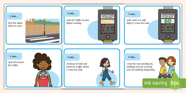 Road Crossing Safety Cards (Teacher-Made) - Twinkl