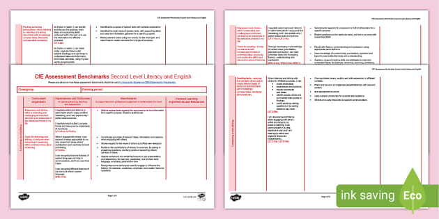 CfE Literacy Benchmarks – Second Level – Teaching Resource