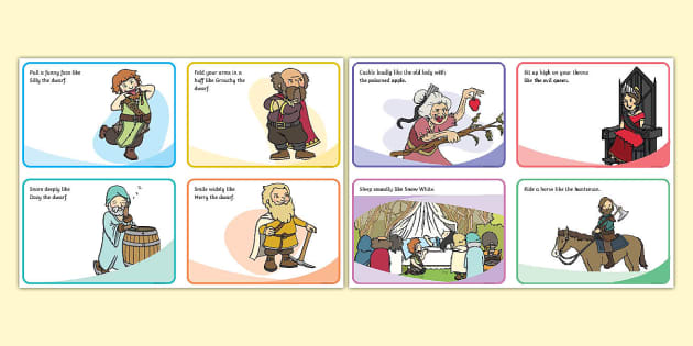 Snow White and the Seven Dwarfs Brain Break Action Cards