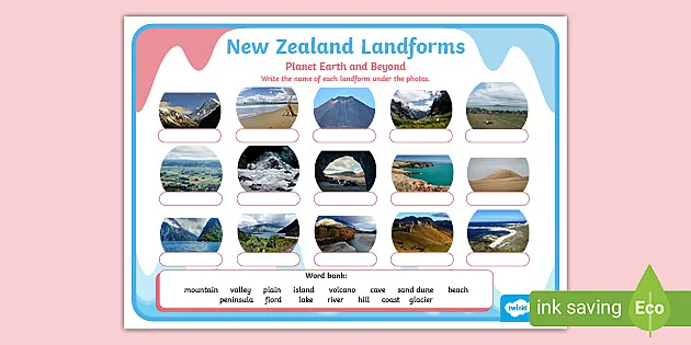 New Zealand Landforms Labelling Activity (teacher made)