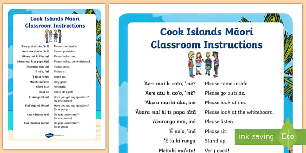 Cook Islands Maori Classroom Instructions Display Poster