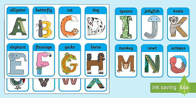 Animal Alphabet Flashcards (teacher made) - Twinkl