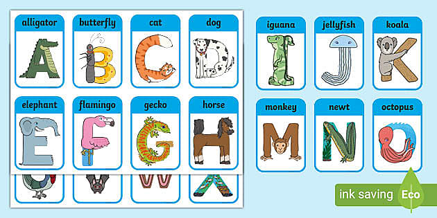 Animal Alphabet Flashcards (Teacher Made) - Twinkl