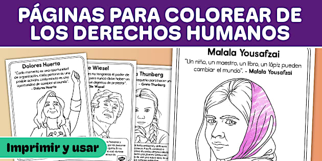 Páginas para colorear de líderes de los derechos humanos