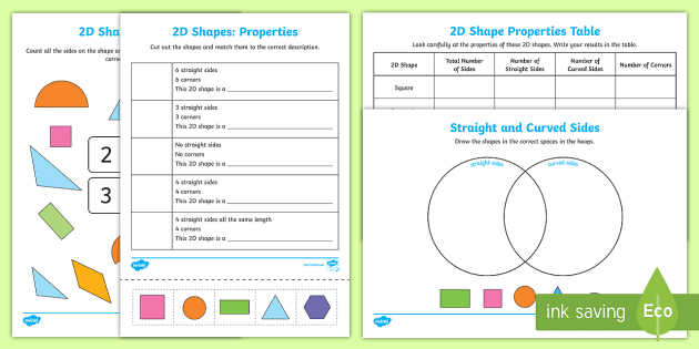 Properties Of 2d Shapes Worksheets Primary Resources