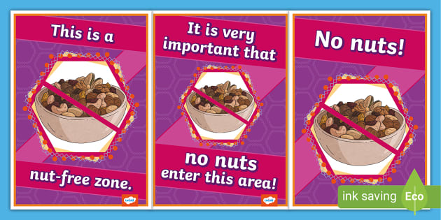 Nut-Free Zone Allergy Display Posters - Twinkl