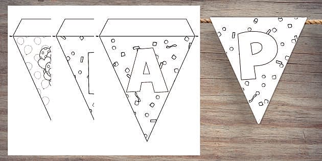 Colouring Birthday Bunting | Twinkl Party (teacher made)