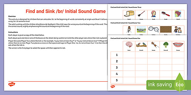 Find And Sink Br Initial Sound Game Worksheet Twinkl