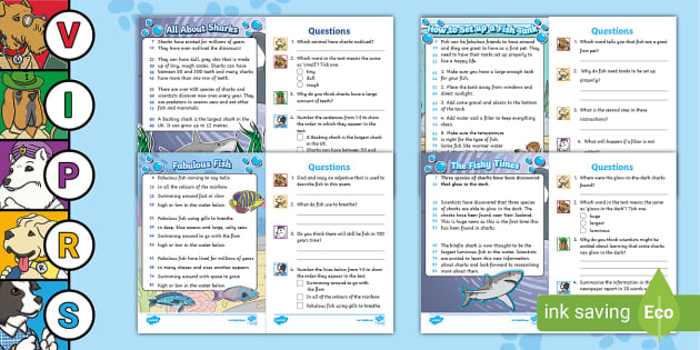 KS1 Fabulous Fish 60-Second Reads Activity Pack - Twinkl