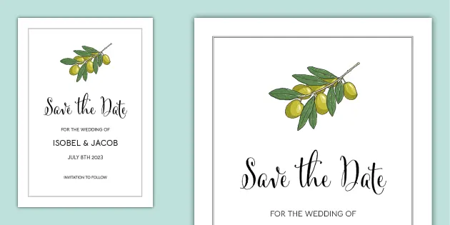 Calendrier Gs 2023 Olive Branch Save The Date Card (Teacher Made)