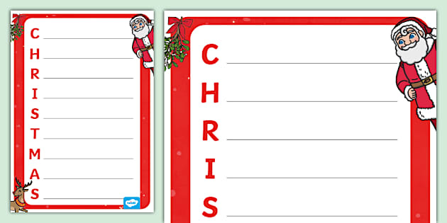 Christmas Acrostic Poem Template (teacher made) - Twinkl