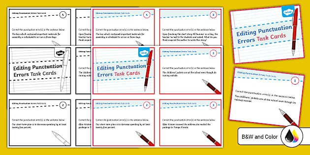 Editing Punctuation Errors Task Cards For 6th-8th Grade