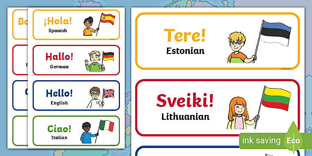 👉 European Day of Languages: Hello! Word Cards KS1