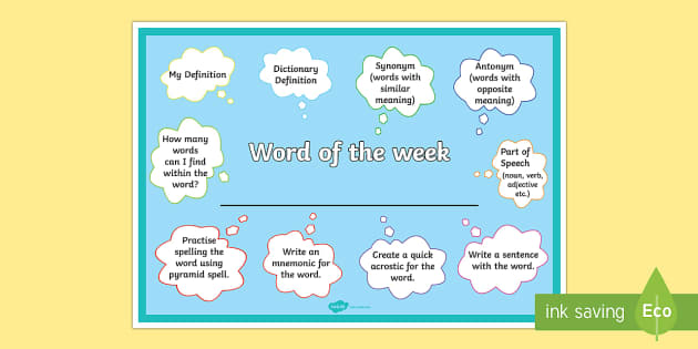 Word of the Week Display Poster vocabulary definitions