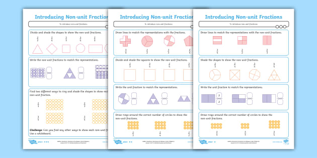 ёясй Year 2 Introducing Non Unit Fractions Maths Activity Sheets ёясй Year 2 Introducing Non Unit Fractions Maths Activity Sheets