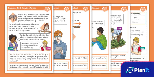 Science: Animals Including Humans: Year 5 Reasoning Cards