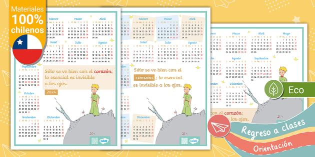 Calendario horizontal 2024 (Teacher-Made) - Twinkl