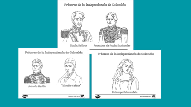 Próceres de la Independencia Para Colorear - Twinkl Colombia