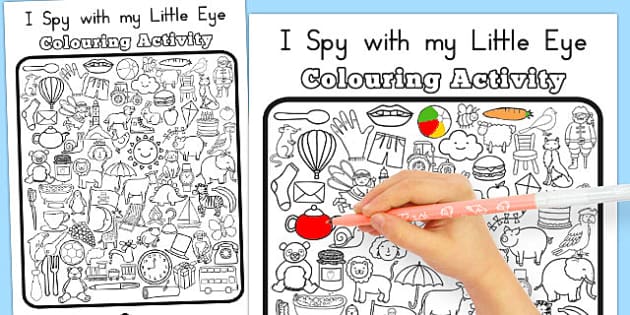 I Spy With My Little Eye Colouring Worksheet / Worksheet