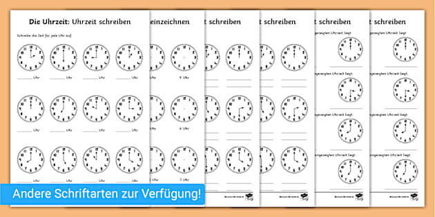 Die Uhrzeit lesen - differenzierte Arbeitsblätter - Twinkl