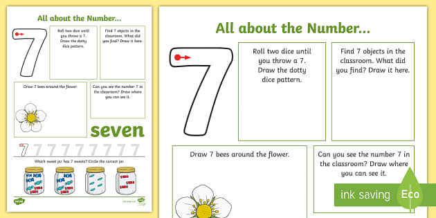 all about the number 7 worksheet