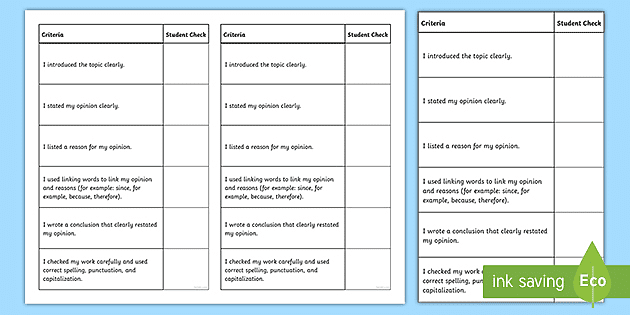 third grade opinion writing genre checklist teacher made