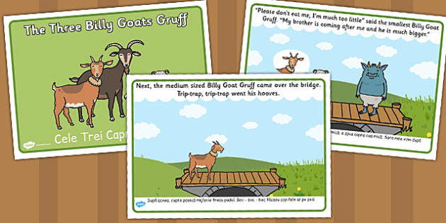 The Three Billy Goats Gruff Story Romanian Translation - Romanian