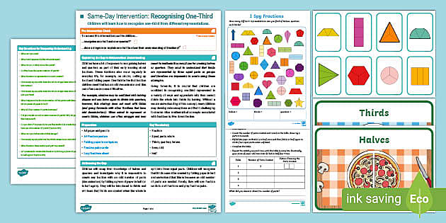 👉 Year 2 Maths Same-Day Intervention Plan: Recognising Thirds