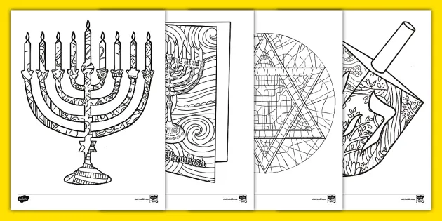 dreidel and menorah coloring pages