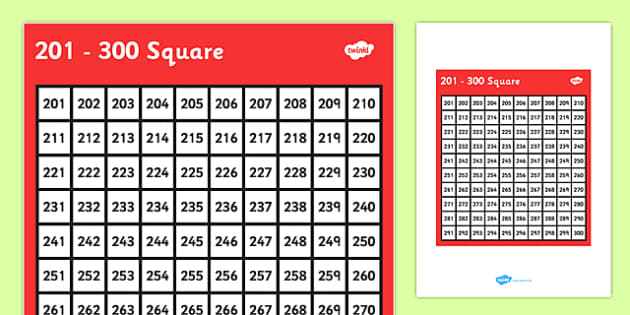 100 To 300 Square Numbers