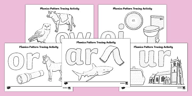 ar-or-ur-ow-oi-phase-3-phonics-pattern-tracing-activity