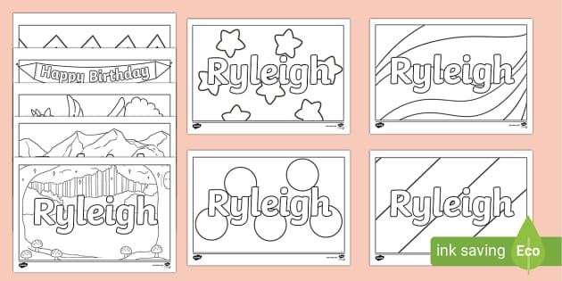 FREE! - Ryleigh Name Simple Colouring Activity Sheets | Twinkl Task