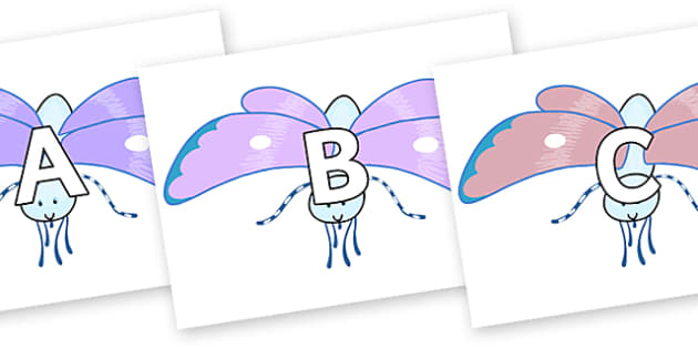 FREE! - A-Z Alphabet on Blue Butterfly to Support Teaching on The Crunching