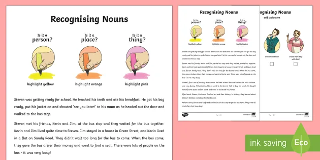 recognizing nouns worksheet activity sheet teacher made