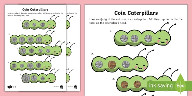 Coin Caterpillars Differentiated Worksheet Worksheet