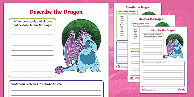 Knights and Dragons, Unite! Describe the Dragon Writing Worksheet