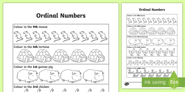 Ordinal Numbers Worksheet - Primary Resources (teacher made)