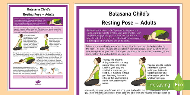 Balasana Child's Pose Yoga Guide PDF Adult Yoga Information