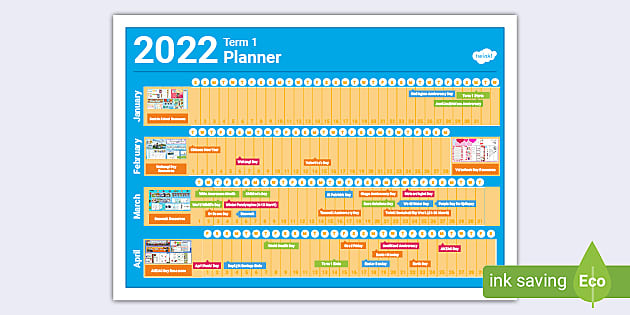 2022 New Zealand Term 1 Events And Calendar Planner Twinkl 3509