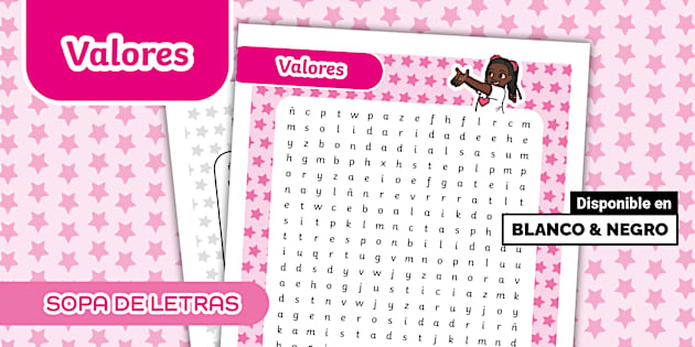 Sopa de letras de valores | Twinkl