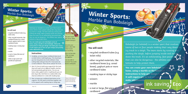Winter Sports: Marble Run Bobsleigh (Ages 7 - 11) - Twinkl