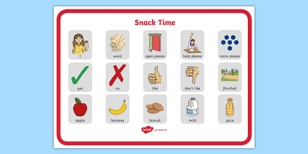 Children Snack Time Communication Board - SEND Resources