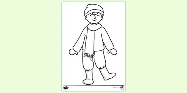 FREE! - Nicki with His Mittens On Colouring Sheet | Colouring Sheets