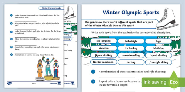 Winter Olympics Sports Description Matching Activity