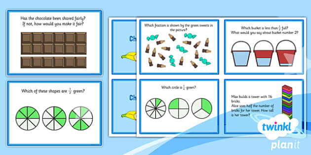 Planit Maths Y1 Fractions Challenge Cards Teacher Made