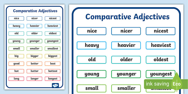 Comparative Adjectives Word Mat