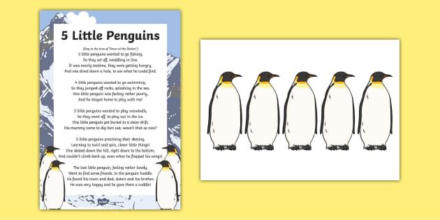 5 Little Penguins Rhyme (teacher made) - Twinkl