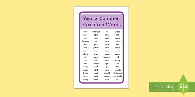  IKEA  Tolsby Year 2 Common Exception Words Prompt Frame