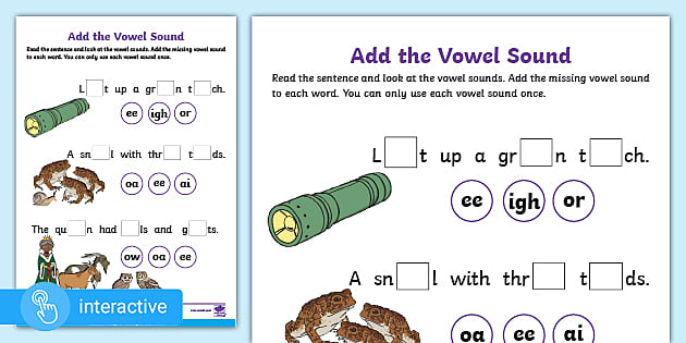 Interactive PDF: Phase 3 Add the Vowel Sound Activity