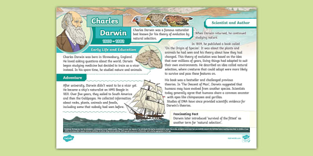 KS2 Charles Darwin Fact File (teacher made) - Twinkl